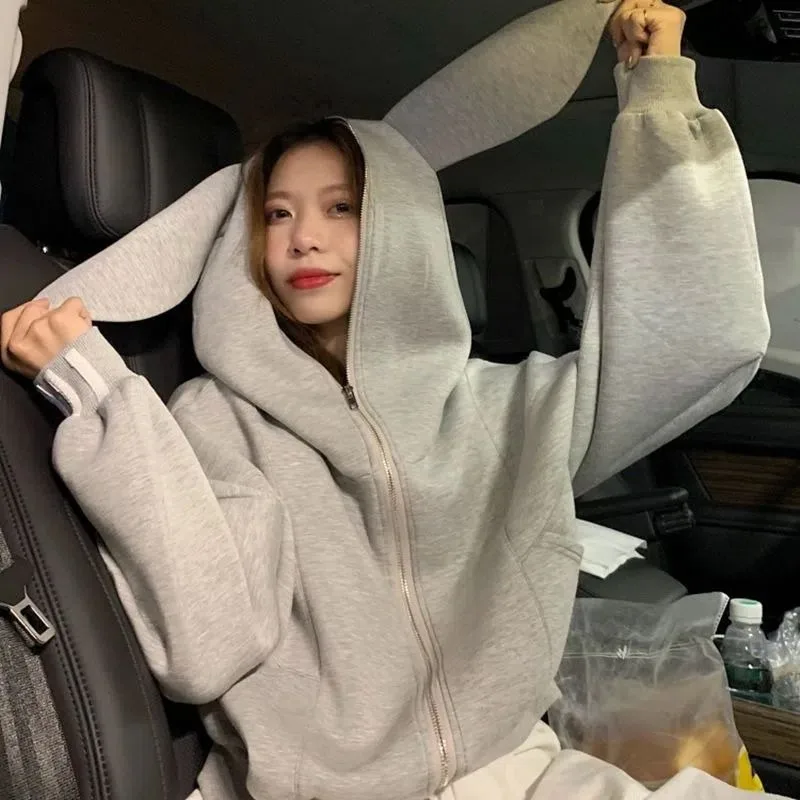 Kimutomo Harajuku милые толстовки женские осенне-зимние кроличьи уши свободные Ins модные