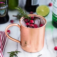 304 stainless steel straight body copper plated cocktail glass with sanding inside julie cup moscow mule cup