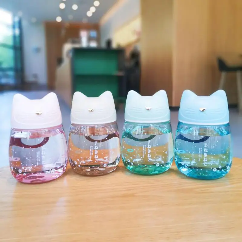 

300ml Cartoon Mini Mug Japanese Style Creative Tumbler Portable Drinking Kettle Kawaii Cat Glass Cup Cute Water Bottle For Girl