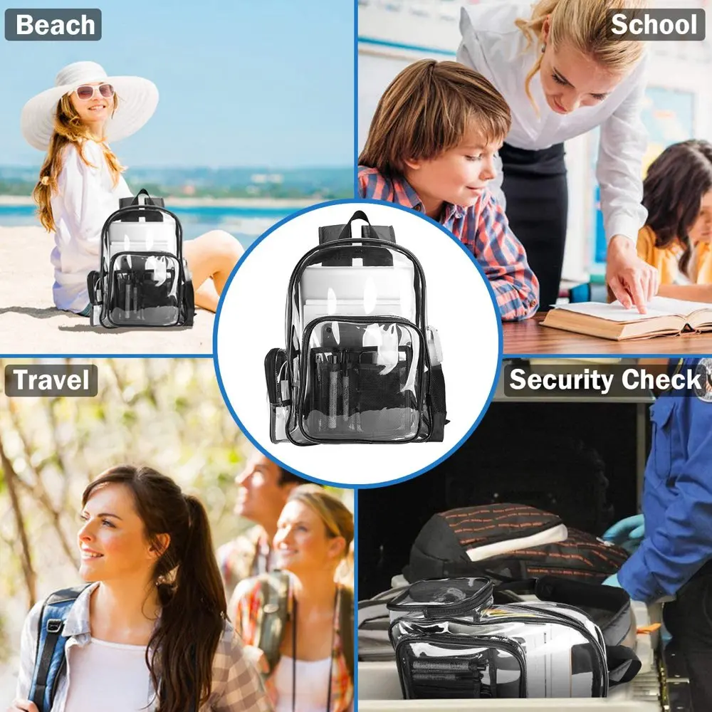 Heavy Duty Transparent Clear Backpack See Through Backpacks for School,Sports,Work,Stadium,Security Travel,College by