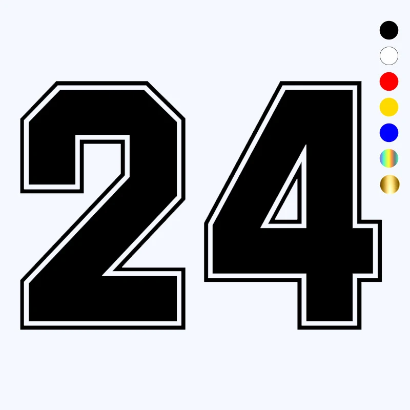 

JP multicolor racing car No. 24 fun car vinyl sticker, waterproof sunscreen car DECAL BUMPER silver / Black 20 cm-13.7 cm