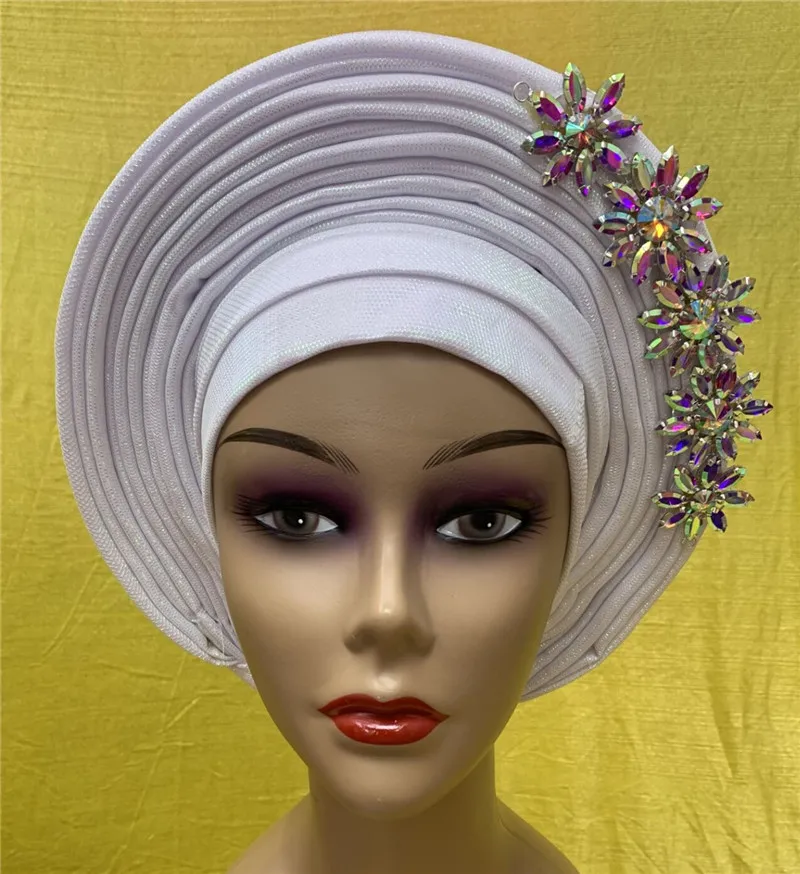 Aso oke Нигерия для традиционного брака головной убор gele уже сделанная африканская