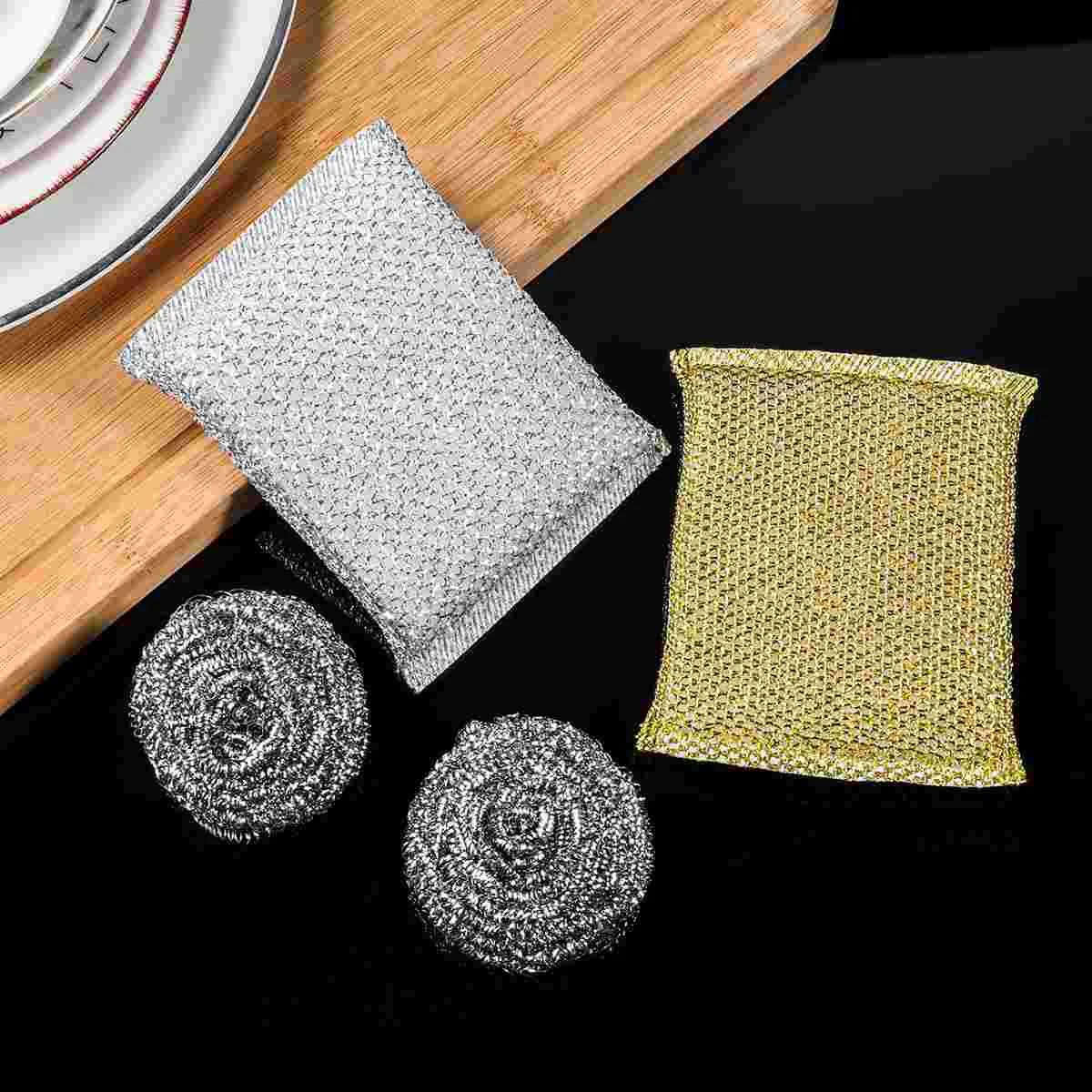 BESTOMZ 2 губки и стальные шерсти Щетка для кастрюль Губка мытья посуды Набор скрабов