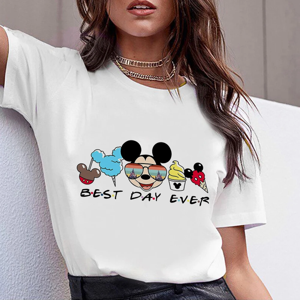 

Disney Mickey Mouse T Shirt Women 2023 Casual Vacation Disneyland Best Day Ever Clothes Aesthetic Fashion Female T-shirts