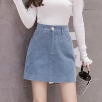 high waist corduroy skirt womens 2022 autumn winter korean version slim a line short skirt students versatile hip wrap skirt