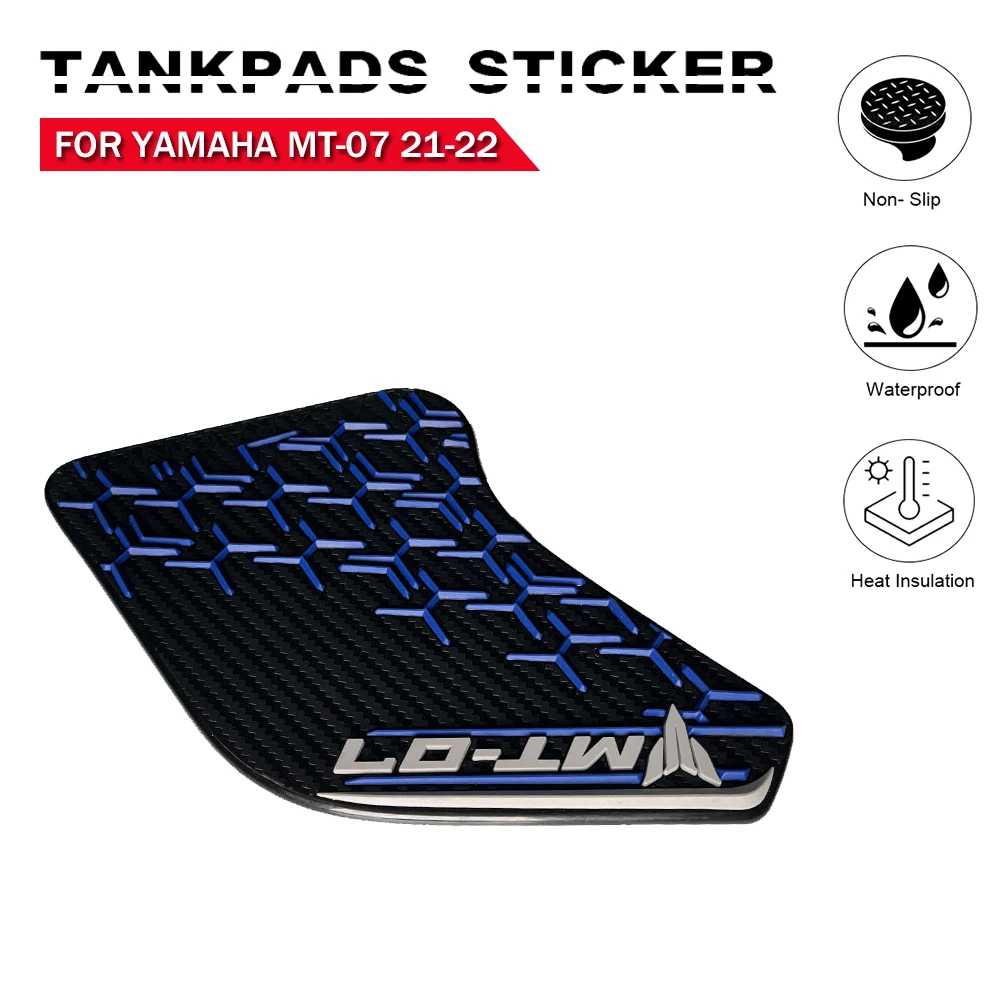 

For YAMAHA MT-07 2021-2022 Non-Slip TankPad Rubber Sticker Gas Knee Grip Traction Frame Side Pad Scratch Proof 1 Set Decal