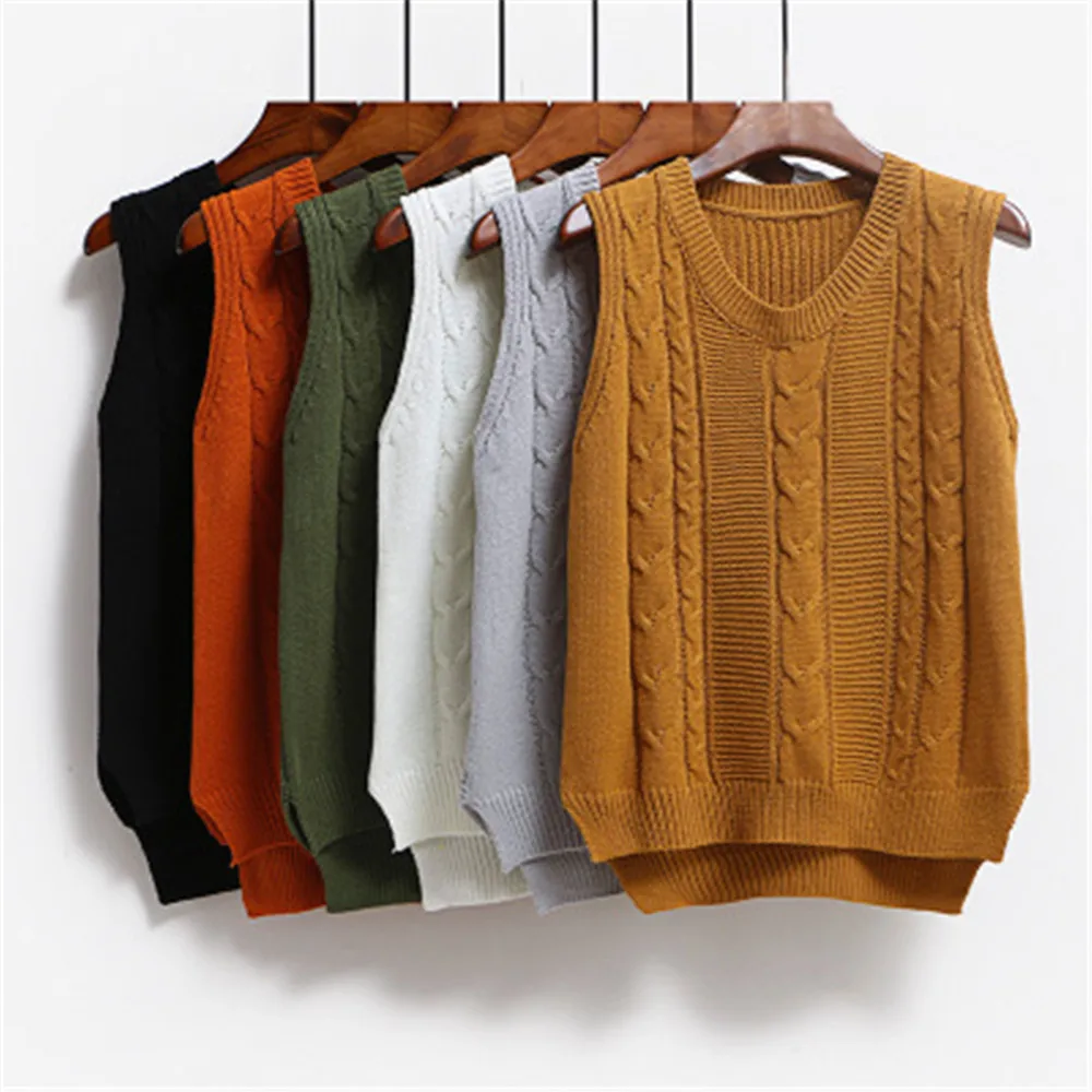 

Fashion 2023 New Autumn Sleeveless Knitted Vest Women V-Neck Pullover Women Knitted Sweater Solid Casual Female Vest PZ2932