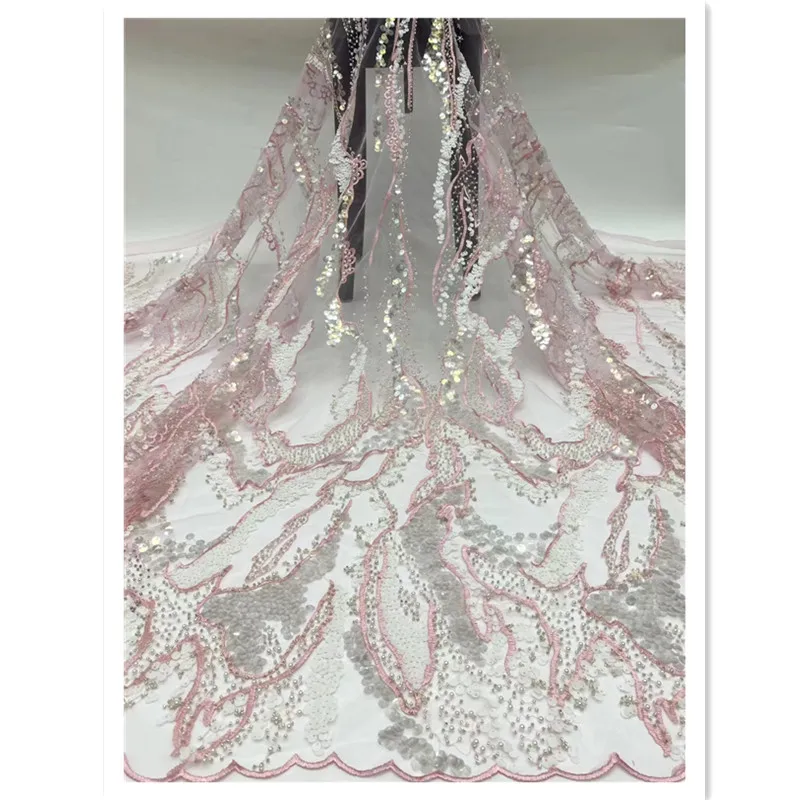 

5yards/piece special design 2022 the latest beads net tulle lace fabric for bridal dress sewing material ST6281