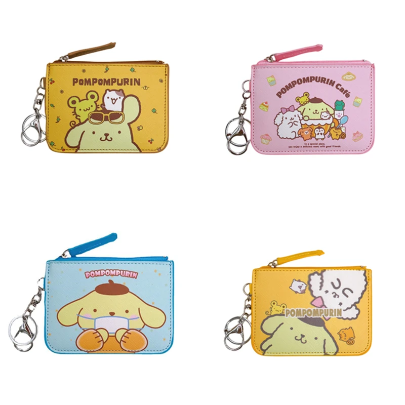 

Anime Peripheral Cartoon Pompom Purin Card Set Coin Purse Student Meal Card Work Card Set with Key Chain Card Bag