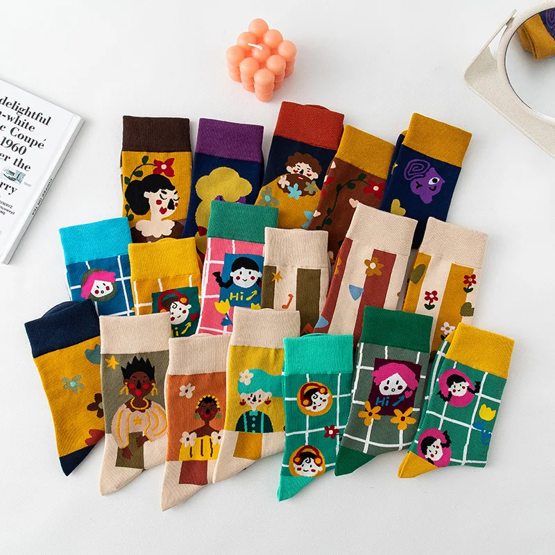 

Осенние 10 пар, забавные носки с мультяшным рисунком, женские носки, осенние носки, женские милые Носки с рисунком