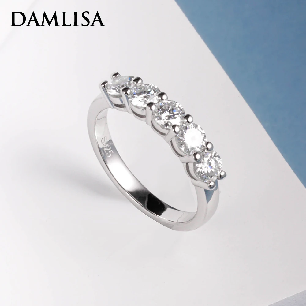 Обручальное кольцо DAMLISA 4 мм D с цветным муассанитом, блестящее серебряное покрытое 18-каратным золотом кольцо вечности, обручальные кольца, оптовая продажа