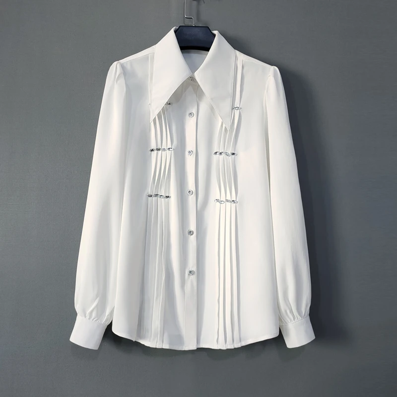 

SuperAen Spring Women's Shirt Loose Casual White Korean Style Long Sleeved Top 2023 New Office Lady Shirts