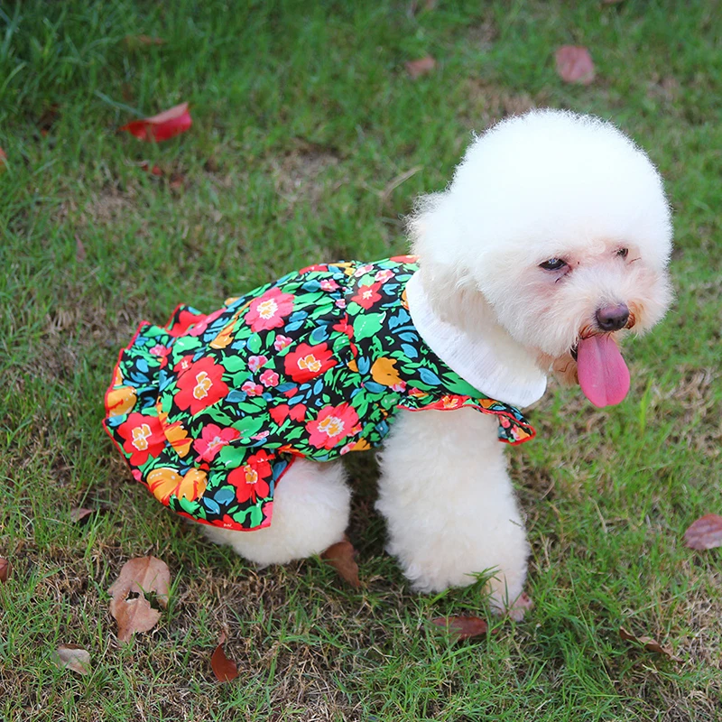 

Colorful Flower Printing Dress Pet Dog Clothes Cute Summer Cool Dress for Small Medium Dogs Chihuahua French Bulldog Pet Clothes
