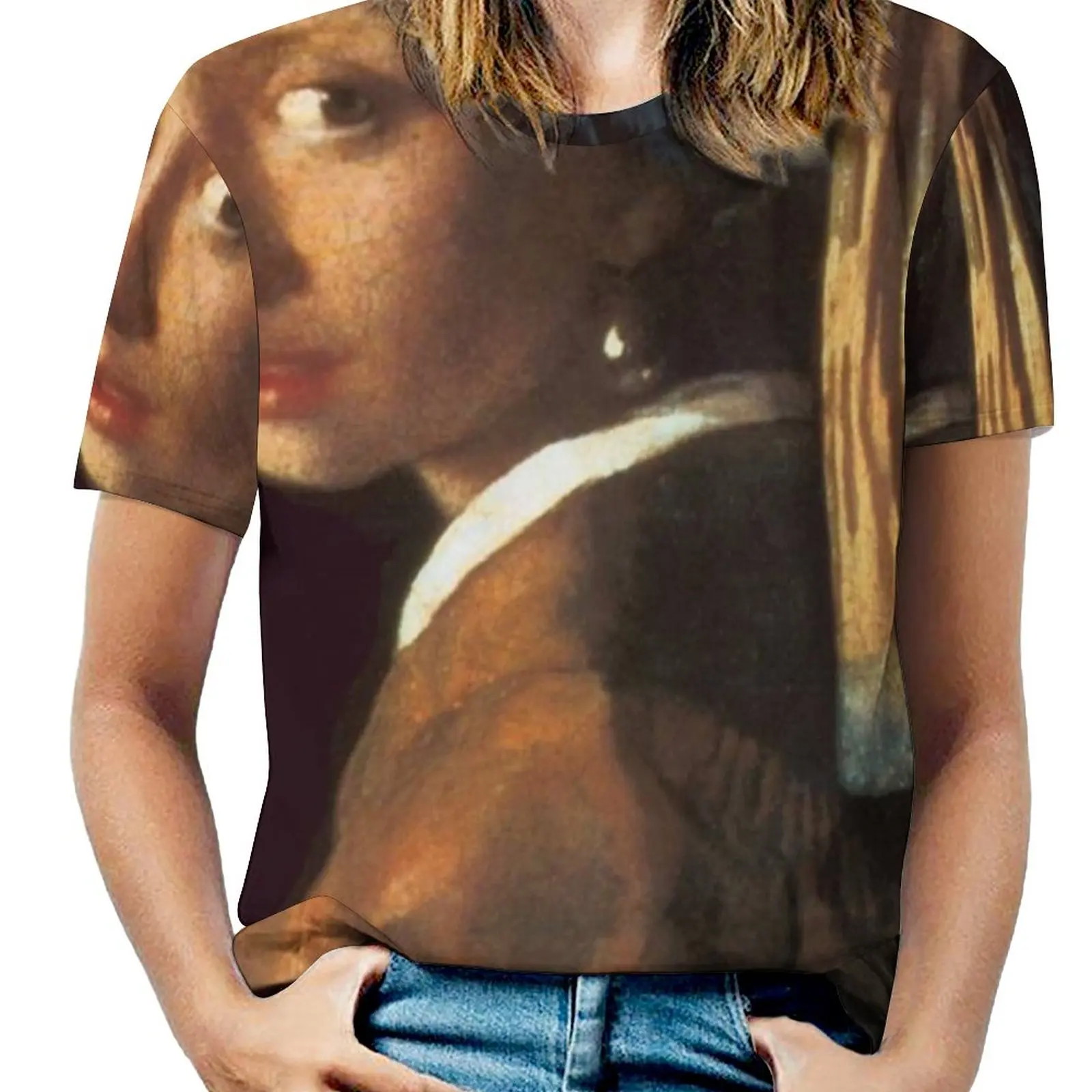 

Girl With A Pearl Earring Fashion Print Women Ladies Girls T-Shirt Harajuku Round Neck Short Sleeve Tops & Tees Girl With A