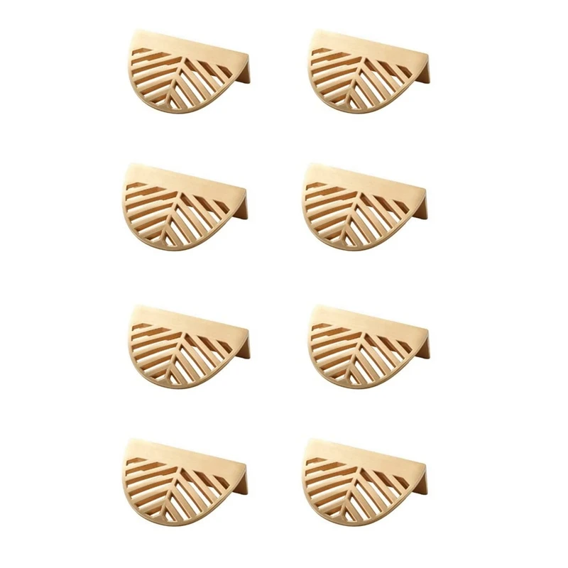 

8PCS Leaf Shaped Handle Gold Brushed Hollow Pulls Furniture Cabinet Leaves Knob Zinc Alloy Cupboard Drawer Pull Handles