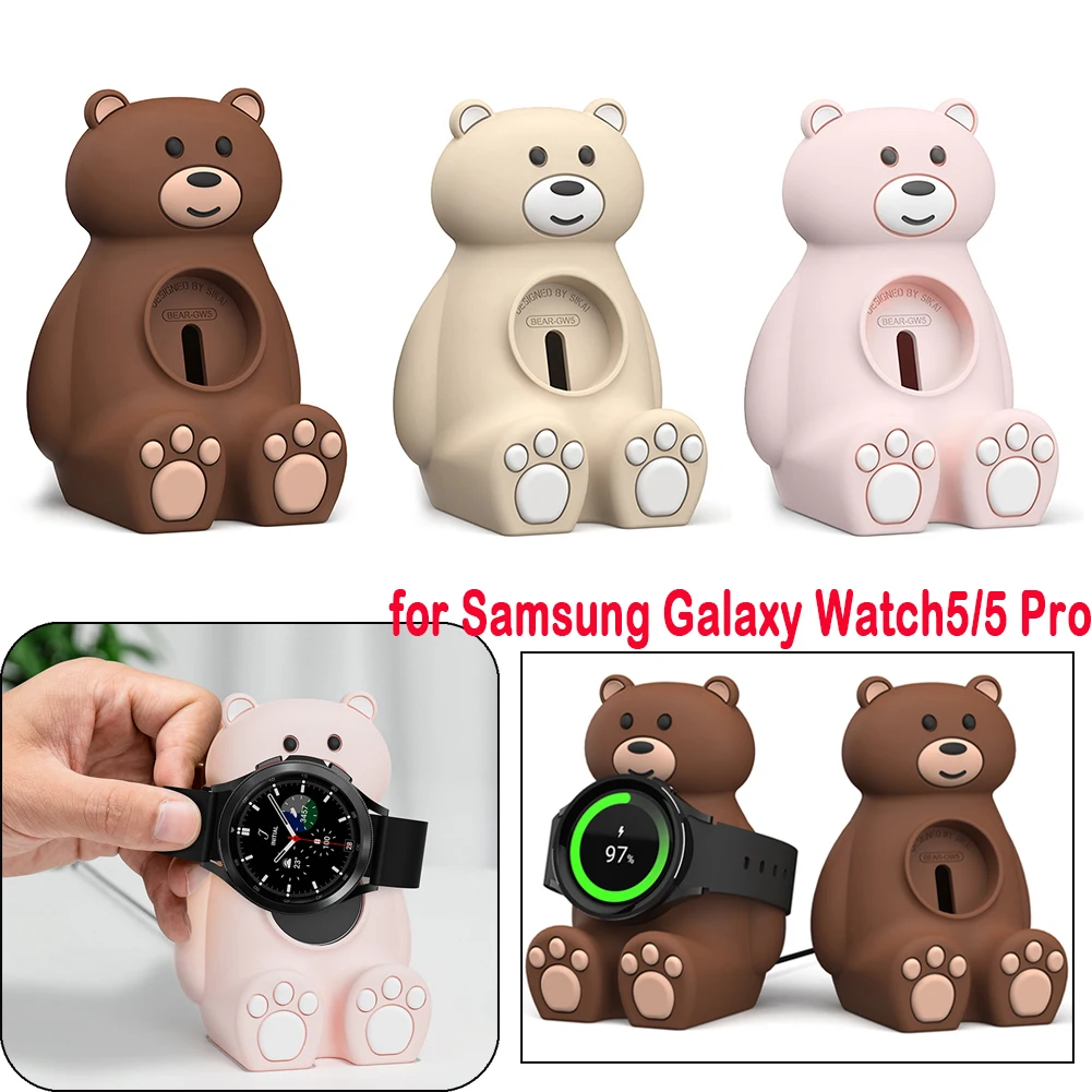 

Bear Charging Base for Samsung Galaxy Watch5 / 5 Pro Cradle Dock Anti Slip Wireless Charger Dock Wireless Charger Cradle