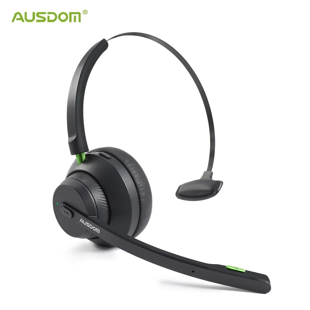 AUSDOM A2301 Wireless Office Headset with Noise Reduction Microphones, Type-C Charge 32hrs Talktime V5.1 Telephone Earphones