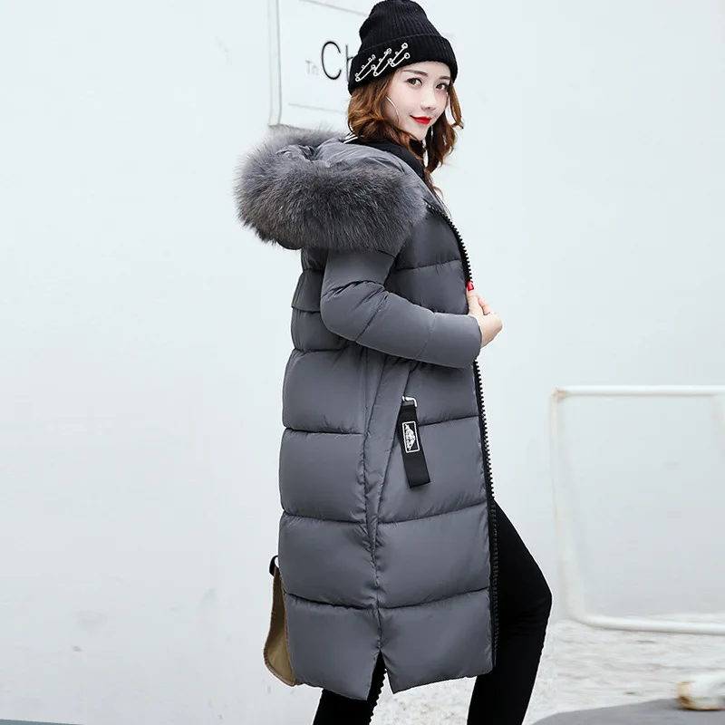 Women's Cotton-Padded Coat Winter Long Cotton Jacket Hooded Large Fur Collar down Cotton Jacket Coat Women Winter Coat Women