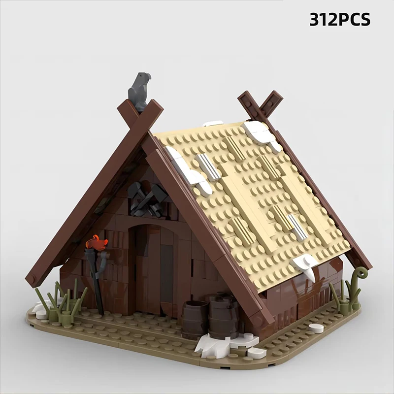 Строительный блок MOC зимняя викинская деревня средневековые времена уличный