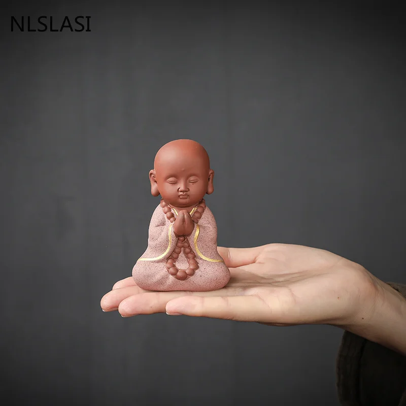

Small Tea Pet Monk Figurine Mini Ornament Yixing Purple Clay Boutique Tea Accessories Crafts Home Tea Decor Birthday Present