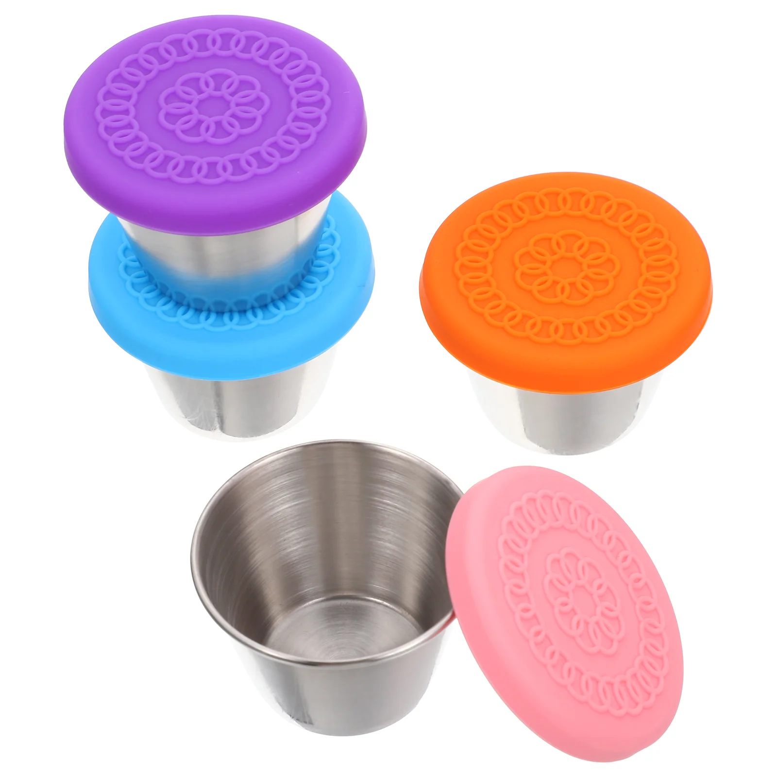 

Cups Sauce Condiment Container Containers Dressing Dipping Salad Portion Mini Stainless Steel Small Dishes Food Go Lids Metal