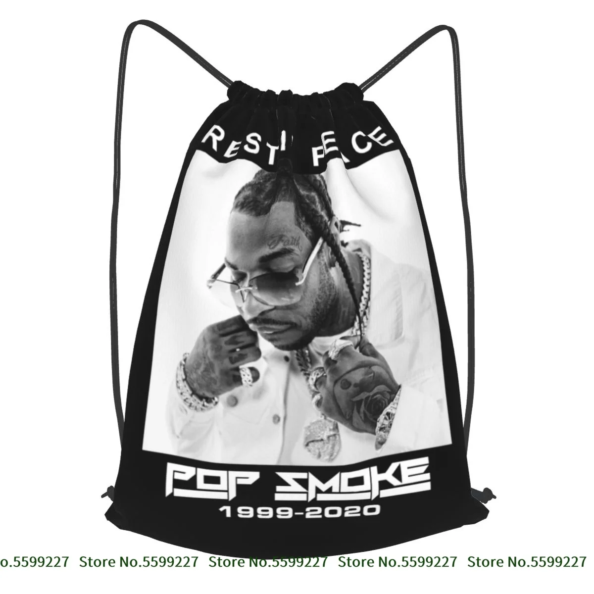 Рюкзак на шнурке Pop Smoke Rapper Новый Винтажный стиль экологически чистые сумки для