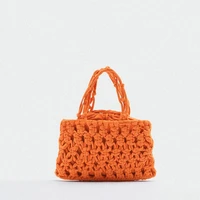 summer hollow knitted small handbags women luxury designer rope woven fashion lady tote bag candy color beach shopper bag purses