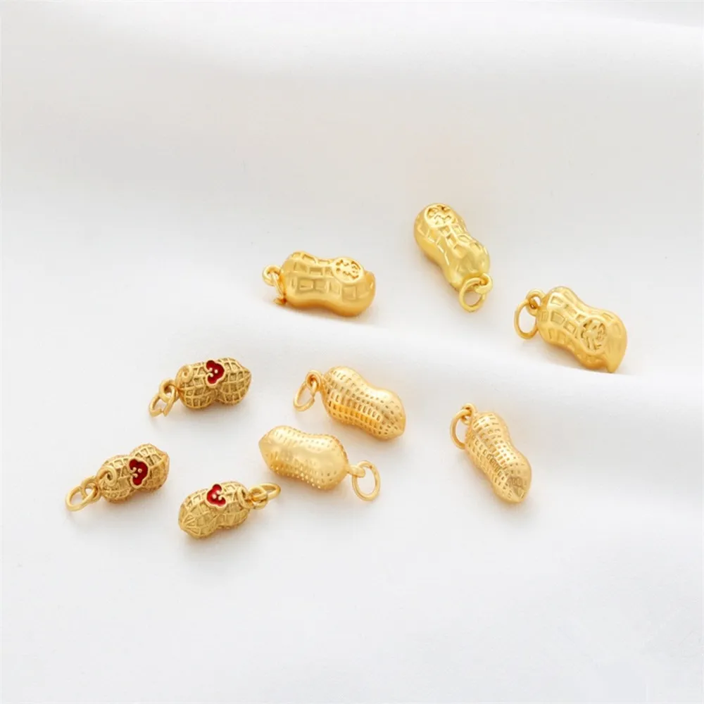 

18K gold clad matte gold blessed peanut pendant diy handmade necklace bracelet charm pendant jewelry accessories