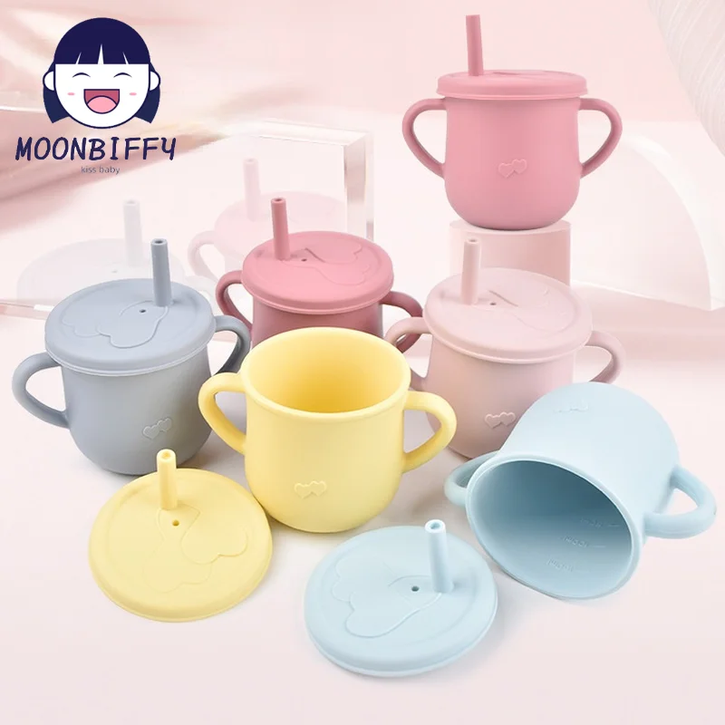 

200ML Baby Feeding Drinkware Straw Cup Baby Learning Feeding Bottles Anti-Hot Leakproof Silicone Tableware Toddler Water Bottle