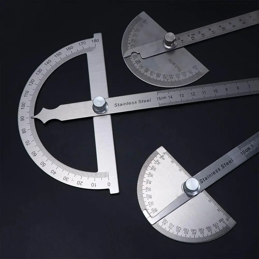 

Measuring Ruler Round Head Caliper Stainless Steel Angle Ruler Protractor Adjustable Protractor 180 Degree Protractor