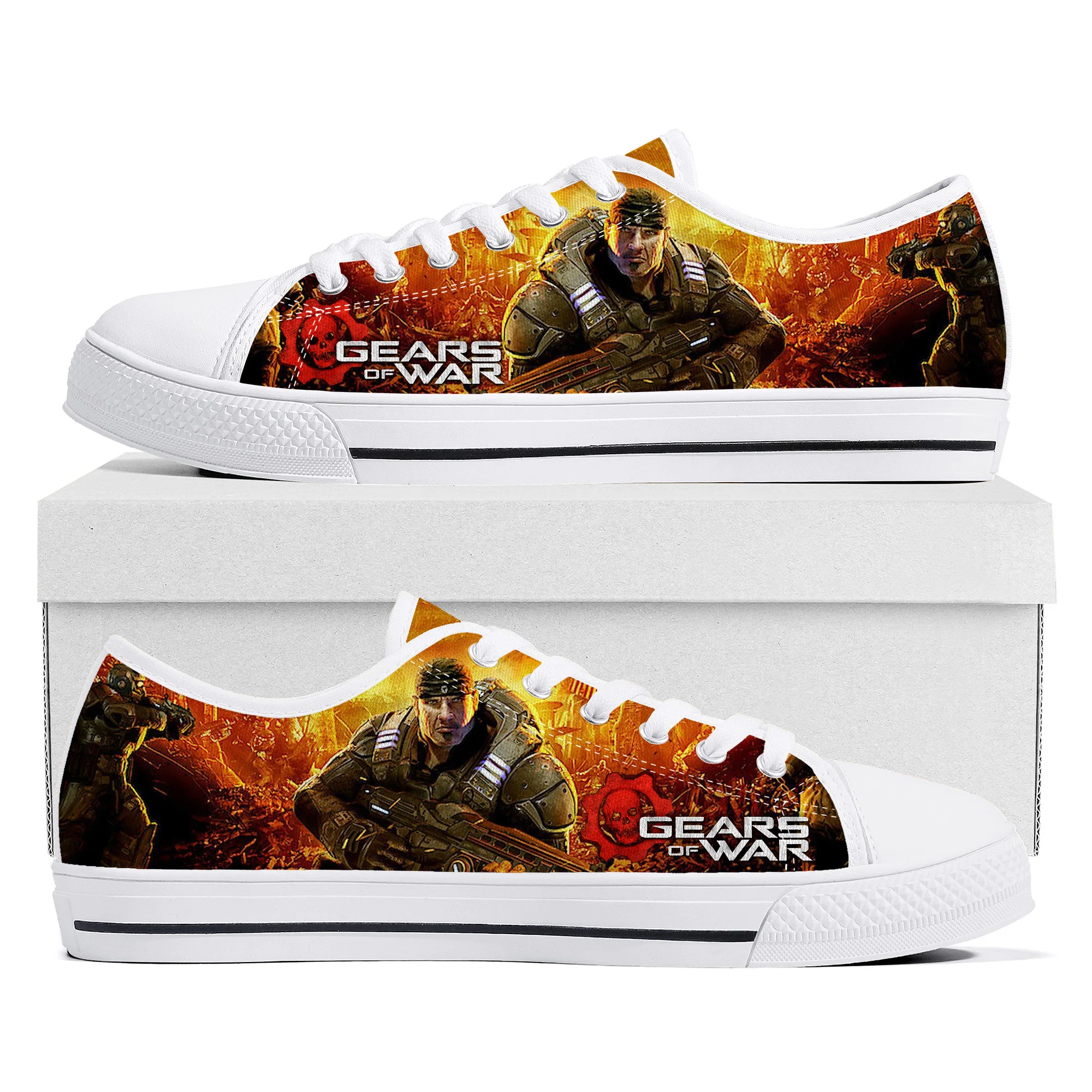 

Gears of War Low Top Sneakers Cartoon Game Womens Mens Teenager High Quality Canvas Sneaker Couple Fashion Custom Built Shoes