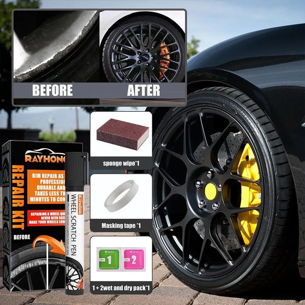 

Universal Black Paint Car Alloy Wheel Repair Adhesive Kit General Purpose Black Paint Fix Tool For Car Auto Rim Dent Scratc L6R4