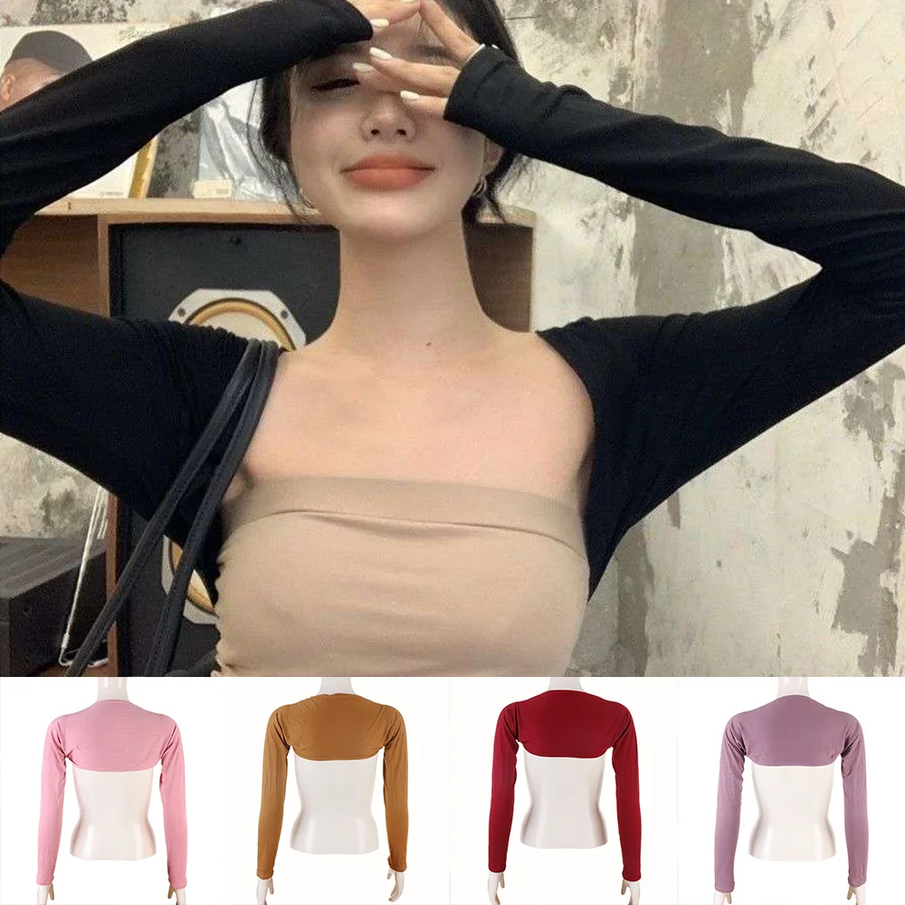 

1pc Ladies Top Arm Cover Raglan Sleeves Cropped Cape Cardigan Long Sleeve Polyester Cotton Elegant Holiday Soft Long Sleeve