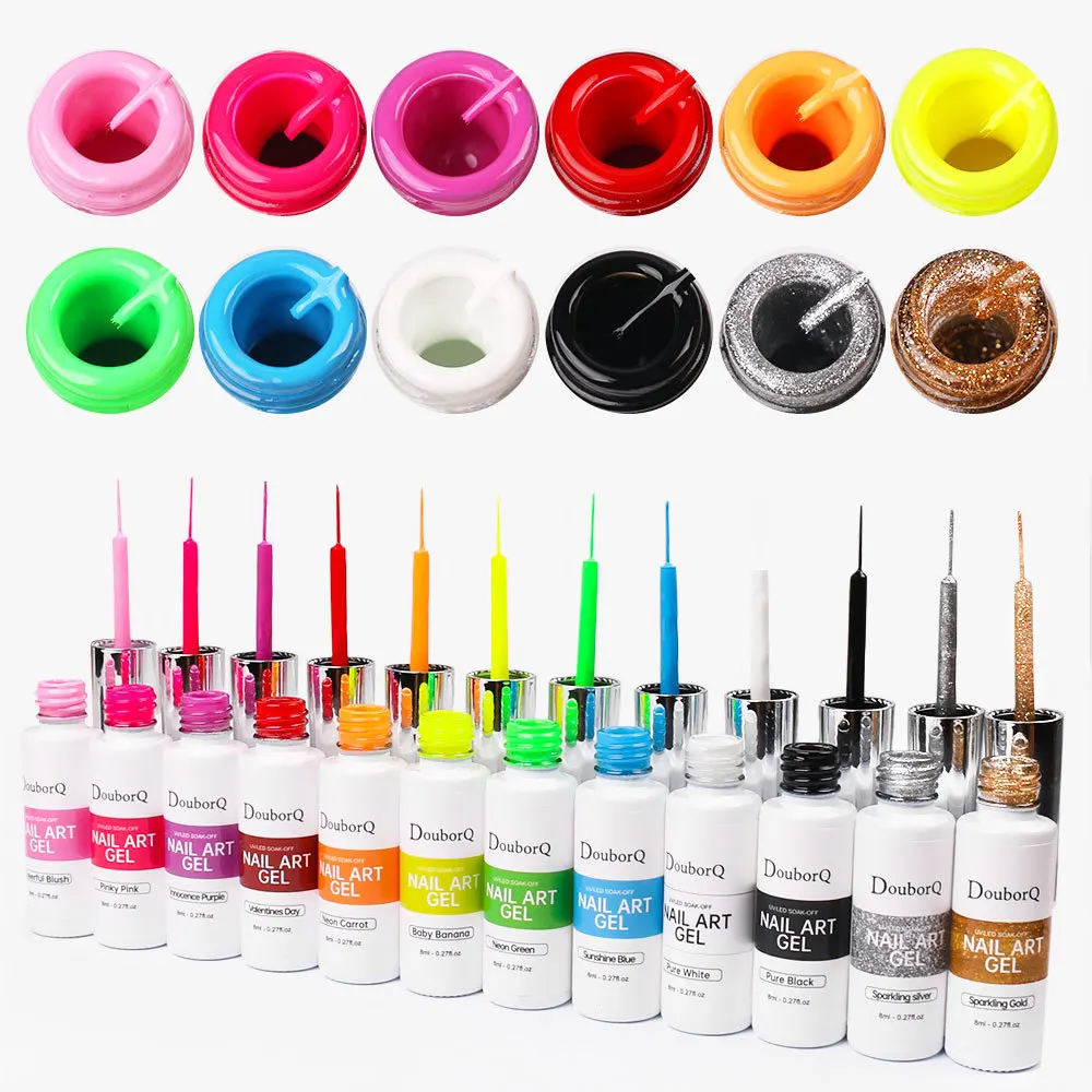 

12 Colors Pull Line Gel Nail Polish Phototherapy Gel For DIY Painting Hook Line Manicure Special Nail Art Supplies Brushed Glue