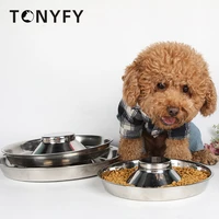 pet stainless steel dog bowl puppy cats food feeding dish silver safe slow feeder water bowl durable pets feeder bowl and water