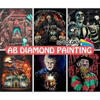 5d diy killer skeleton diamond painting horror movie ab drill roundsquare embroidery cross stitch mosaic home hobby decor gift