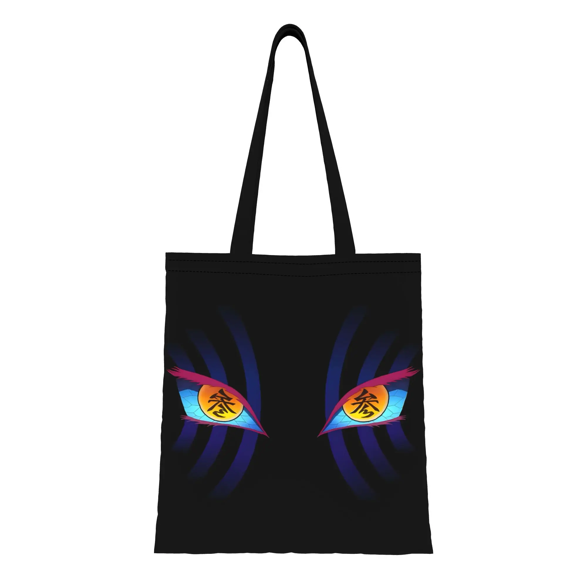 Фото 1 шт. Большая вместительная холщовая сумка-тоут Akaza's Eyes Demon Slayer, складная, с шикарным узором, без застежки №1