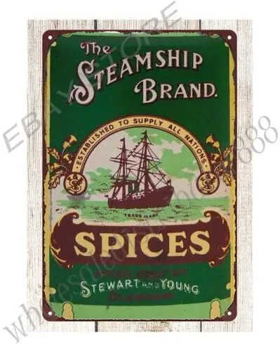 MARKA STEAMSHIP NAUTICAL SPICE SALT STEWART AND YOUNG металлическая жестяная вывеска