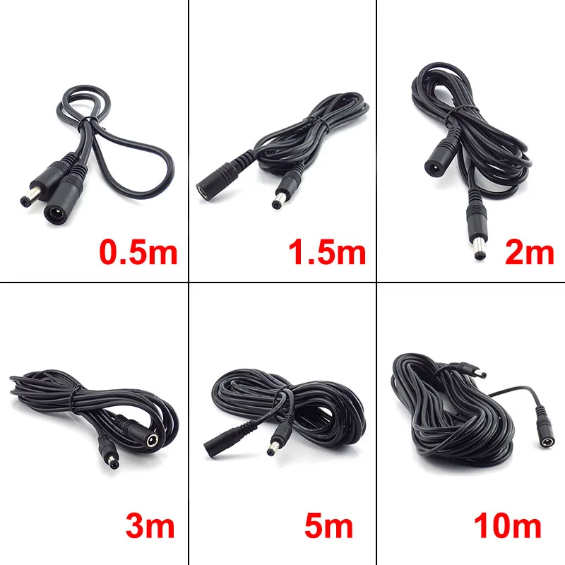 

Female to Male Plug CCTV DC Power Cable Extension Cord Adapter 12V Power Cords 5.5mmx2.1mm For Camera Power Extension Cord J17