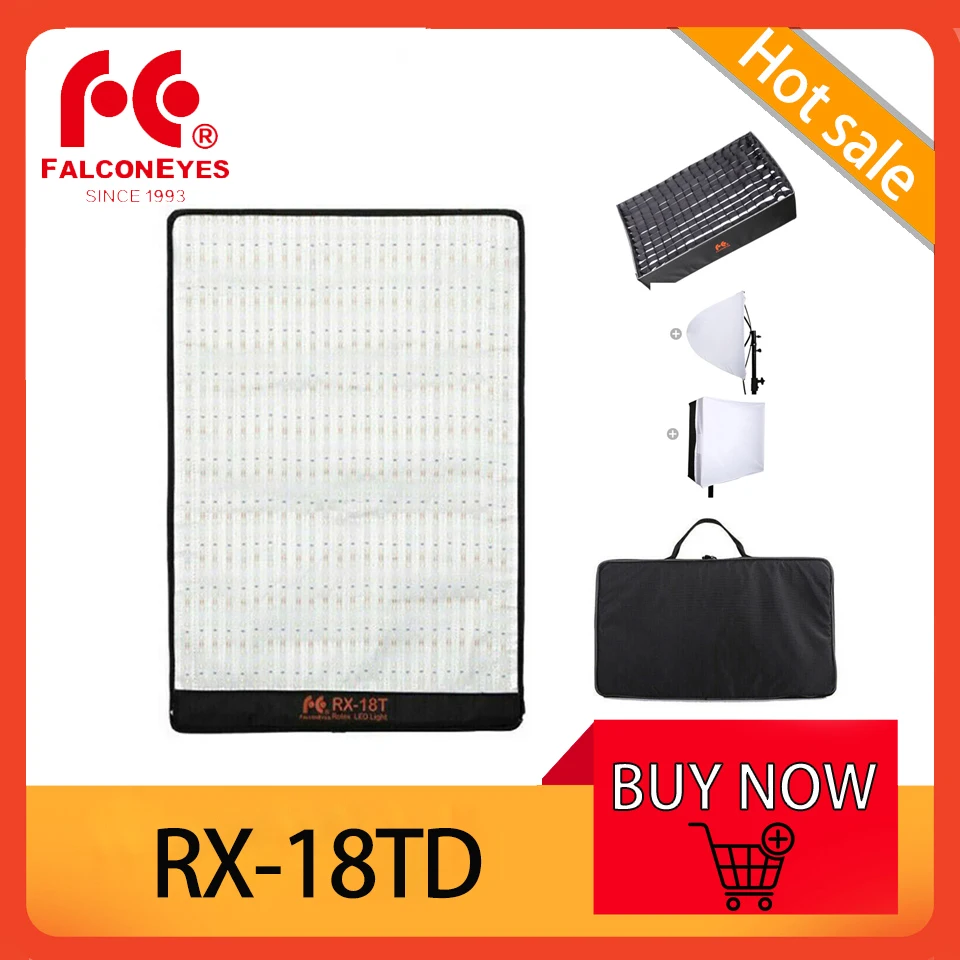 

Falcon Eyes RX-18TD LED Video Light 504pcs LEDs Portable Flexible Photography Lamp 5600K Bi-color Lighting for Video Shooting