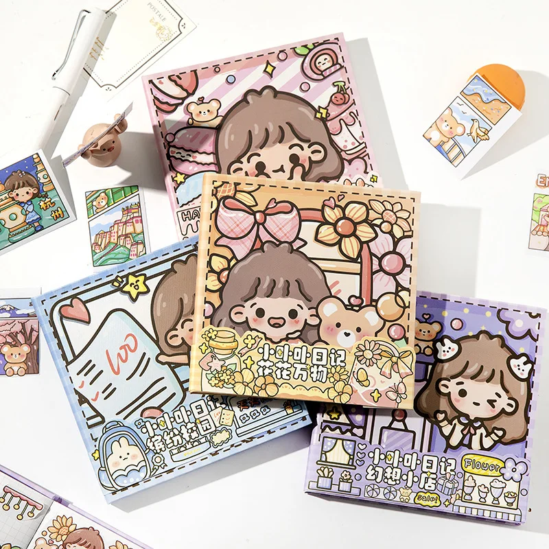 

Cute Little Flower Diary Hardcover Squared Cube Notebook 145*146mm 200P Grid Paper 2023 Sketchbook Scrapbook Gift