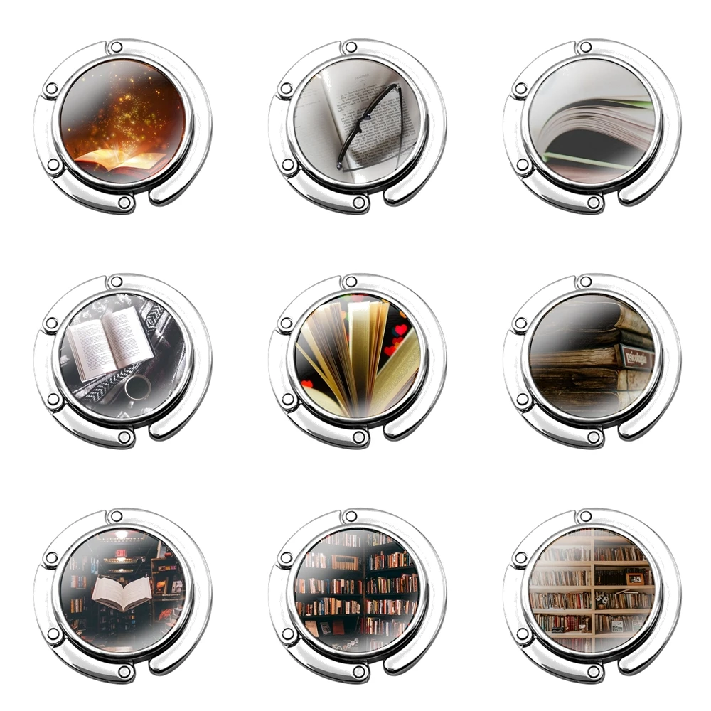 

Foldable Purse Hook for Women's Table Handbag Storage Folding Decor Table Hook Cartoon Design Creative Funny Wallpaper Book Art