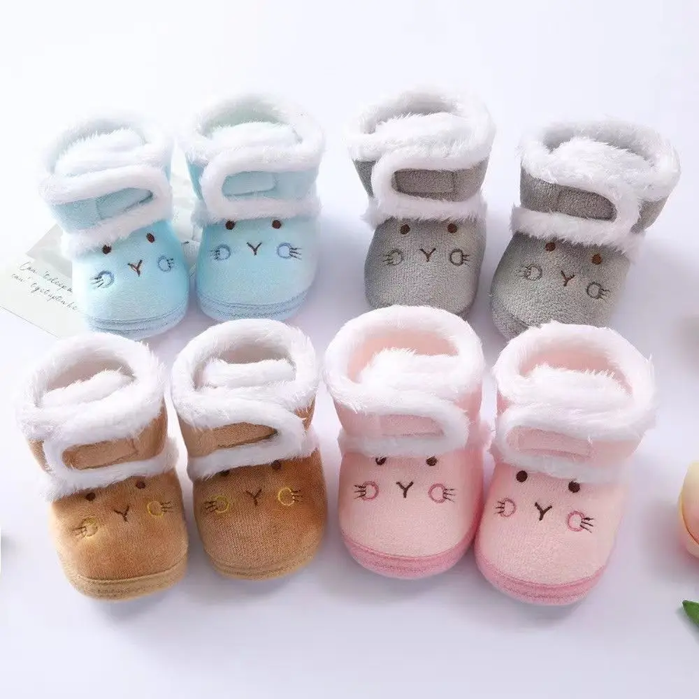 

Зимние теплые ботинки для новорожденных, 1 год, обувь для маленьких девочек и мальчиков, зимние ботинки с мягкой подошвой и мехом, 0-12 месяцев