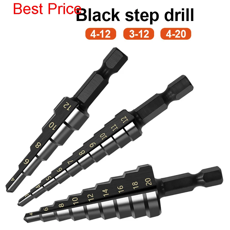 

50set/lot High Speed Nitriding Tower Set Black Hexagonal Drill 12-4-20