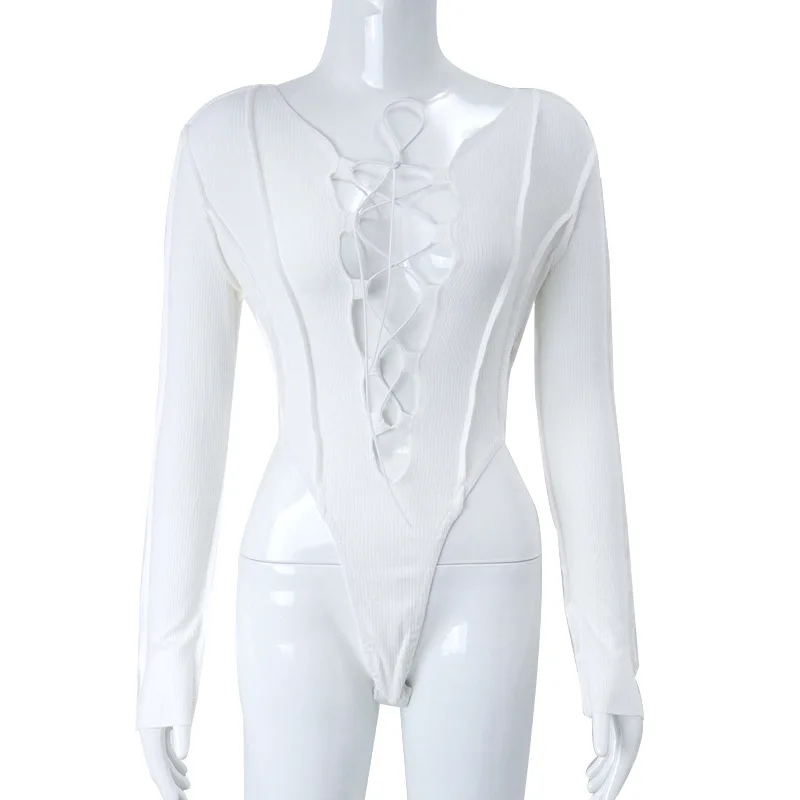 Боди женское трикотажное с длинным рукавом в рубчик |