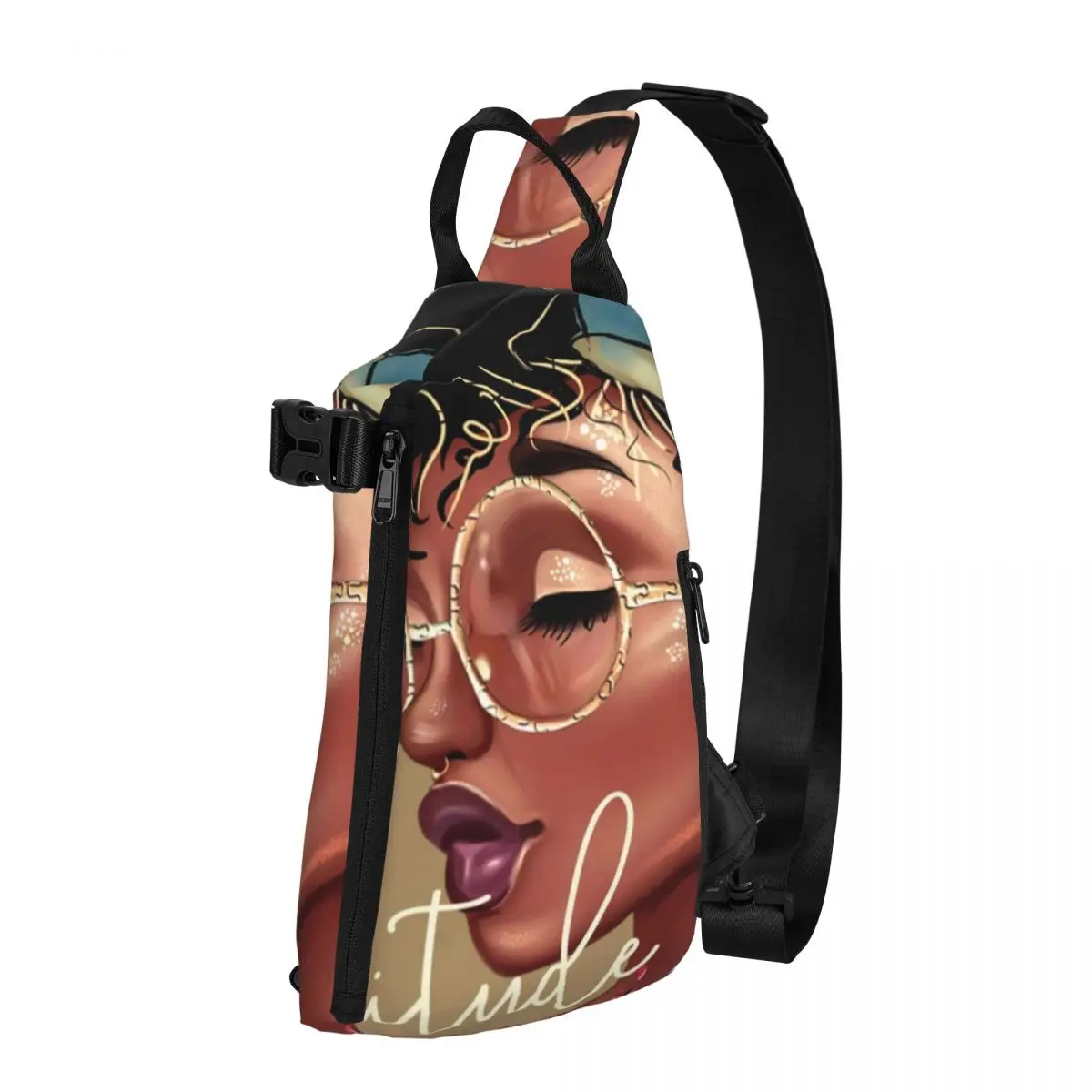 

African Woman Print Shoulder Bags American Black Girl Vintage Chest Bag School Travel Sling Bag Graphic Design Crossbody Bags