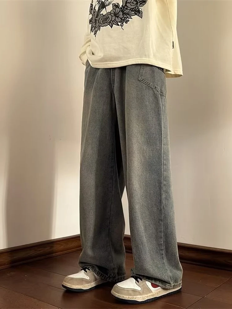 

Baggy Jeans Men Fashion Retro Casual Wide-leg Jeans Men Streetwear Loose Hip Hop Straight Denim Pants Mens Trousers Men Pants
