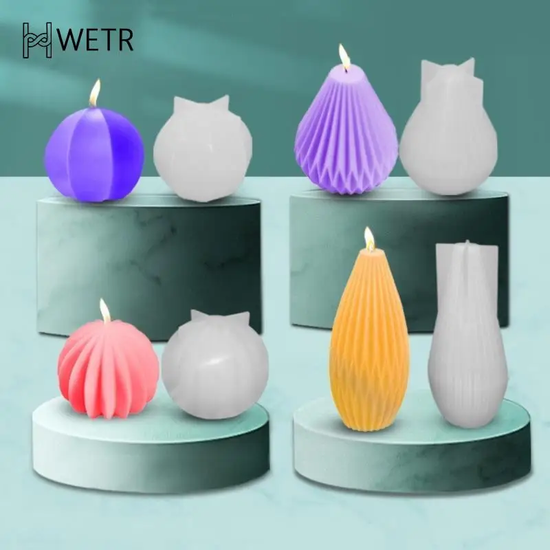 

Candle Mould Home Decoration Geometric Lines Silicone Mold DIY Pear-shaped Art Resin Epoxy Resin Diy