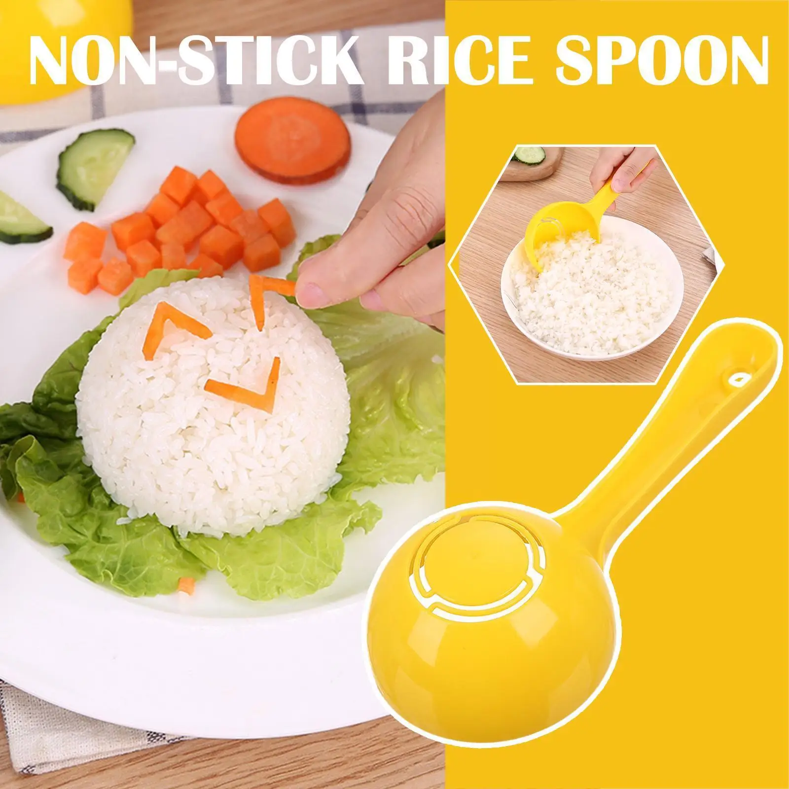 

1pc Rice Scoop Mold Non-stick DIY Sushi Mold Rice Ball Kitchen Round Congee Cooker Spoon Rice Accessory Half Spoon Tool F9T8