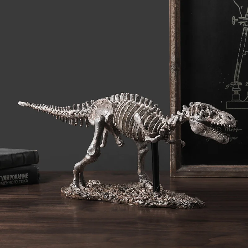 

Resin Tyrannosaurus Rex Skeleton Statue Jurassic Parked Simulated Crafts Museum Night Ornaments Sculpture Home Room Decoration
